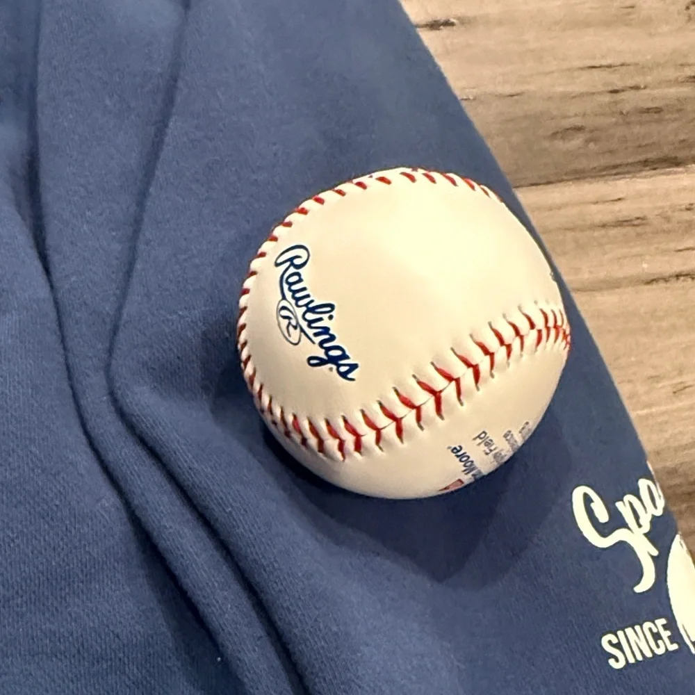 H&M Blue New York Varsity Jacket with White Lettering, includes the Cubs ball.